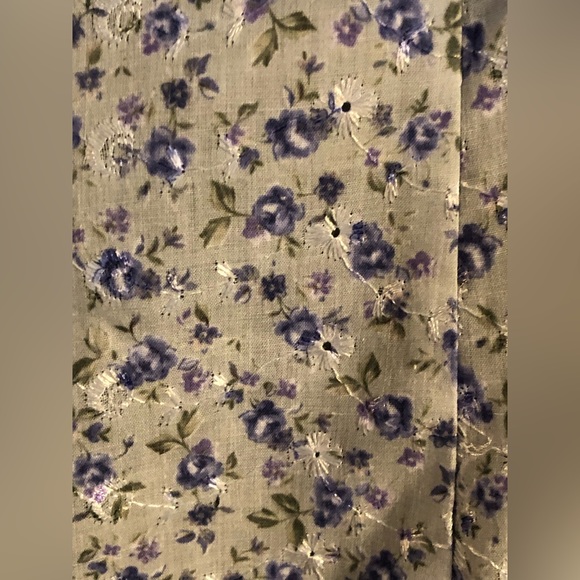 Vintage Sage Green and Purple Floral Dress - Picture 2 of 8